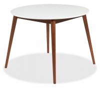 Стол круглый раскладной обеденный BOSCO (Боско) основание бук, столешница мдф, 100*75*100+30см, Белый + Коричневый