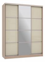 Бассо 2-600 с зеркалом (полки слева) дуб млечный/крем Бассо 2-600 с зеркалом (полки слева) дуб млечный/крем