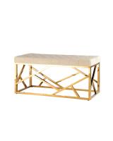 Банкетка-скамейка АРТ ДЕКО велюр бежевый сталь золото. Фото №1