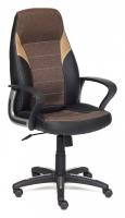 Компьютерное кресло INTER кож/зам/ткань, черный/коричневый/бронзовый, 36-6/ЗМ7-147/21