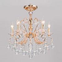 Подвесная люстра Eurosvet Collana 10096/5 золото/прозрачный хрусталь Strotskis. Фото №1