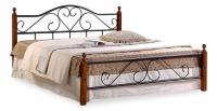 Кровать AT-815 дерево гевея/металл, 140*200 см (Double bed), красный дуб/черный. Фото №1