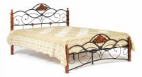 Кровать CANZONA Wood slat base дерево гевея/металл, 160*200 см (Queen bed), красный дуб/черный