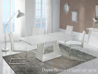 Обеденный стол DUPEN DT-22 Раскладной Белый полуматовый. Фото