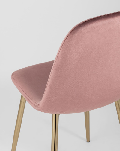 Стул Валенсия велюр пыльно-розовый золотые ножки. Фото №8