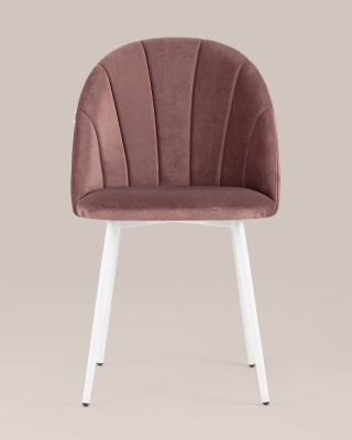 Стул Логан велюр пыльно-розовый белые ножки. Фото