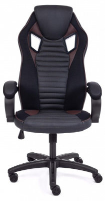 Кресло PILOT кож/зам/ткань, черный/черный перфорированный/коричневый, 36-6/36-6/06/36-36/TW-11. Фото