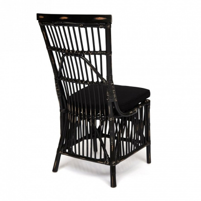 Стул Secret De Maison RIVIERA с подушкой натуральный ротанг, 101х53х61см, черный+черная подушка. Фото