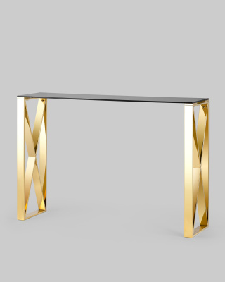 Консоль КРОСС 115*30 золото стекло smoke фото Консоль КРОСС 115*30 золото стекло smoke. Фото №3