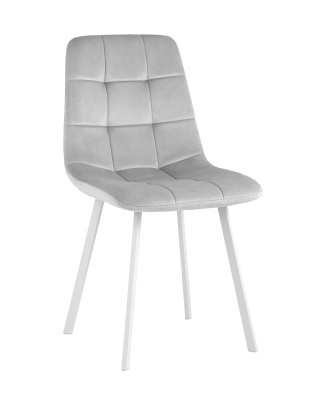 Стул Chilly велюр серебристый ножки белые. Фото