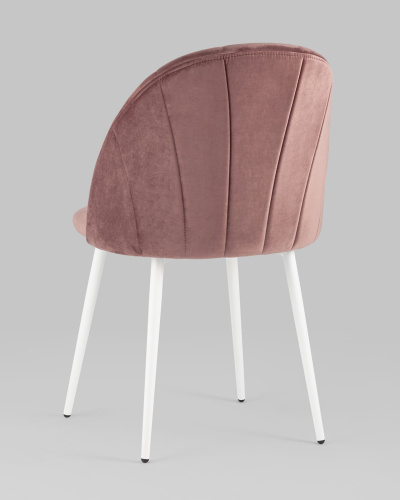 Стул Логан велюр пыльно-розовый белые ножки. Фото №7