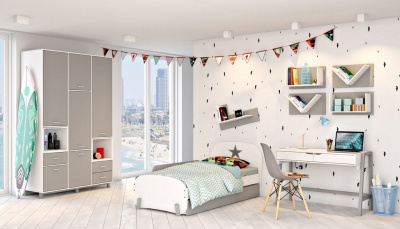 Шкаф комбинированный Polini kids Mirum 2335, белый. Фото