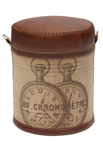 Пуф Secret De Maison Хроно (Chrono) 6409 с отделкой из натуральной кожи (Коричневый Лофт). Фото №1