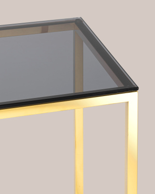 Журнальный стол 40*40 ТАУН золото стекло smoke. Фото