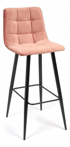 Стул барный CHILLY (mod.7095) ткань/металл, 50х44х104 см, высота до сиденья 76 см, коралловый barkhat 15 /черный (поставляется по 2 шт). Фото №1