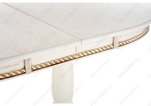 Стол деревянный Кантри 120 молочный с золотой патиной. Фото №8