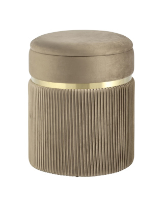 Пуф Миранда с ящиком велюр бежевый. Фото №2