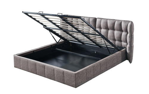 Кровать HUSK 8705 темно-бежевая с ящиком для белья. Фото №13