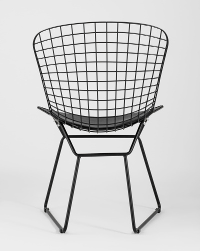 Стул обеденный Bertoia черный с черной подушкой. Фото №6