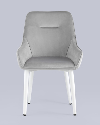 Стул Диана велюр серый ножки белые. Фото