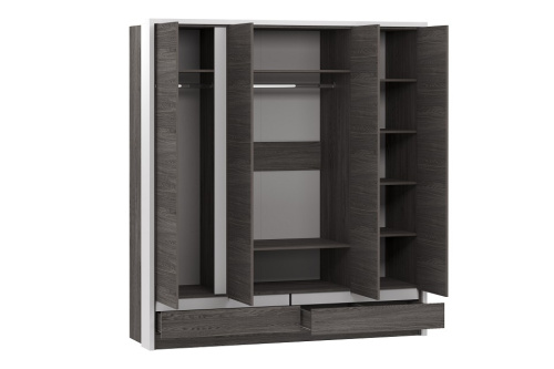 Шкаф комбинированный Virginia НМ 011.51, Белый Скандинавский/Ясень Анкор темный. Фото №2