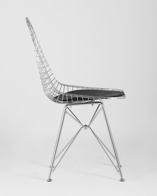 Стул обеденный Eiffel хромированный с черной подушкой. Фото