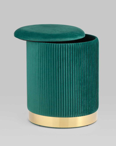 Пуф Шарлотта с ящиком велюр зеленый. Фото №4